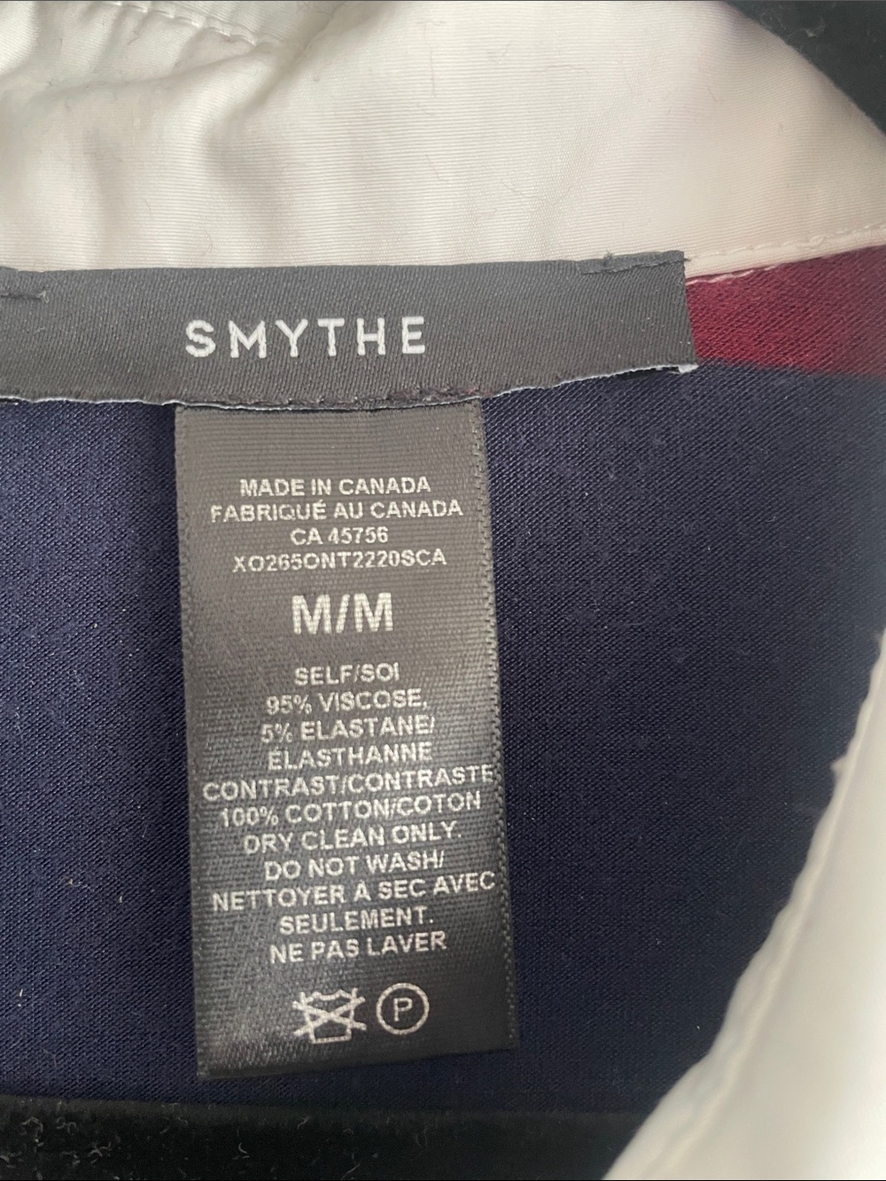 Smythe Navy and Burgundy Striped Maxi Dress with White Collar - Picture 2 of 8